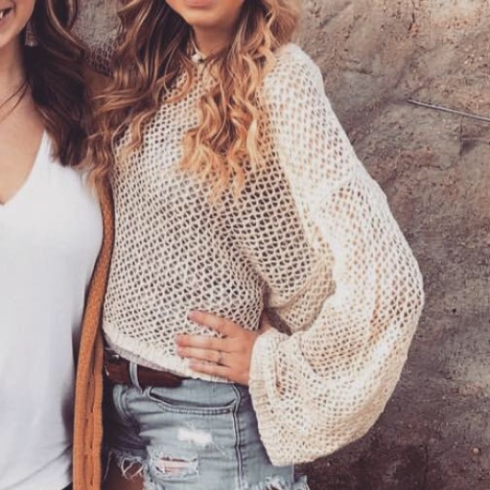 Tan Knit Cropped Sweater